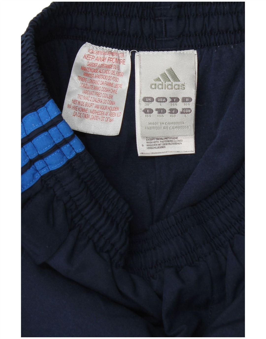 Calças de treino Adidas meninos 13-14 anos azul marinho colorblock poliéster