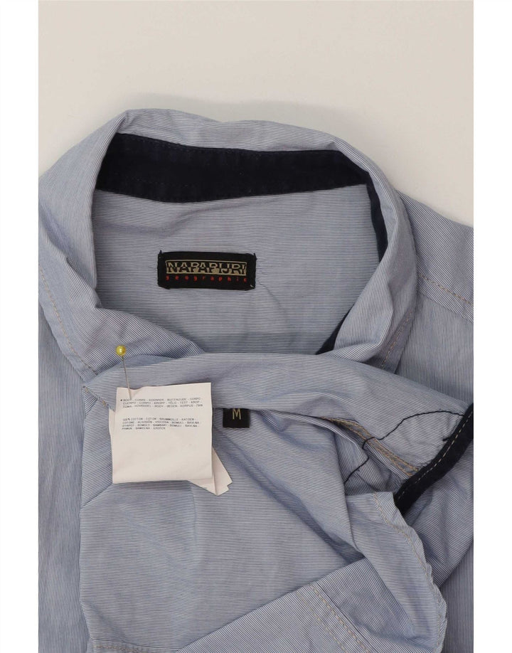 Camisa masculina Napapijri de algodão listrado azul médio