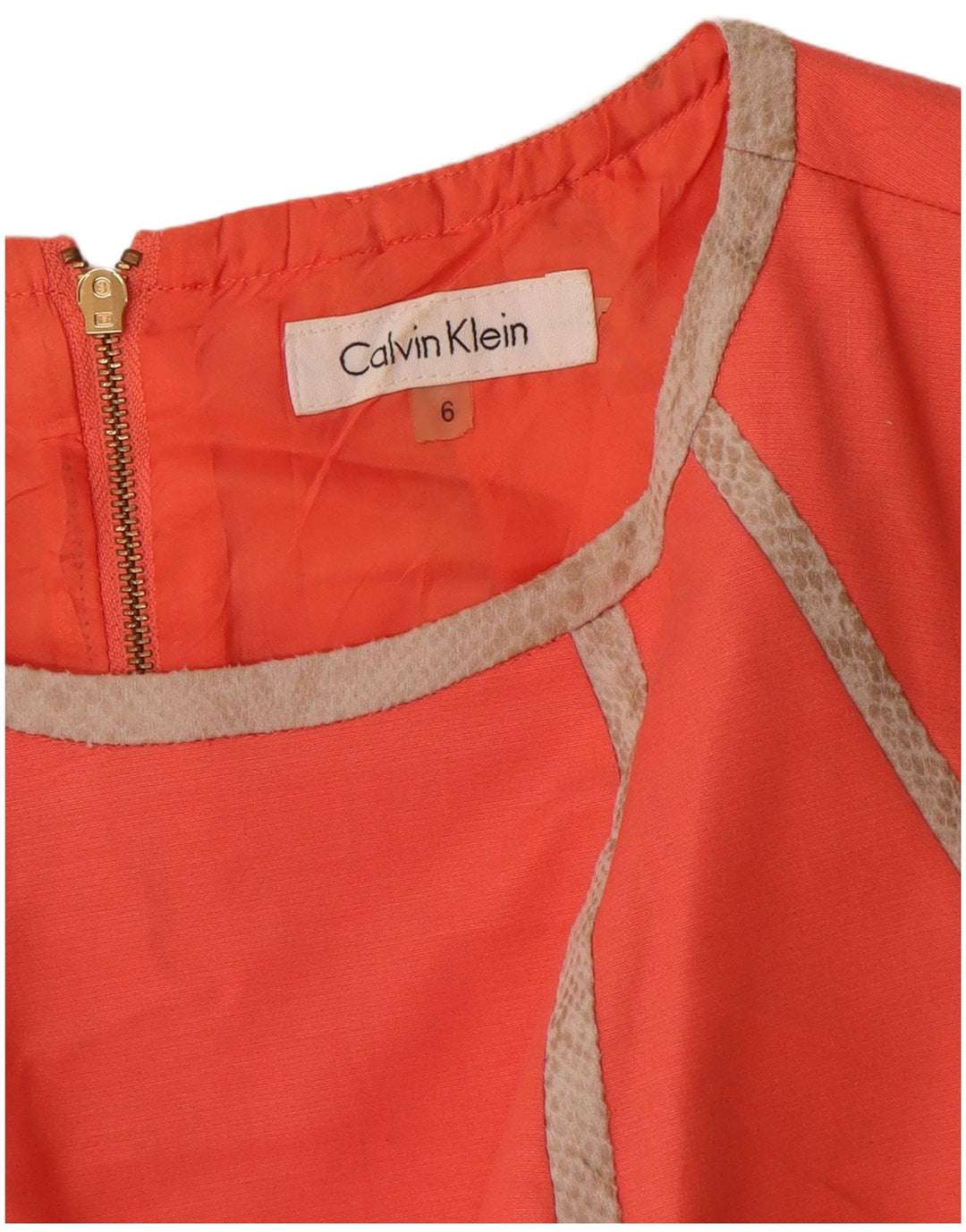 Vestido feminino Calvin Klein sem mangas com bainha US 6 médio laranja