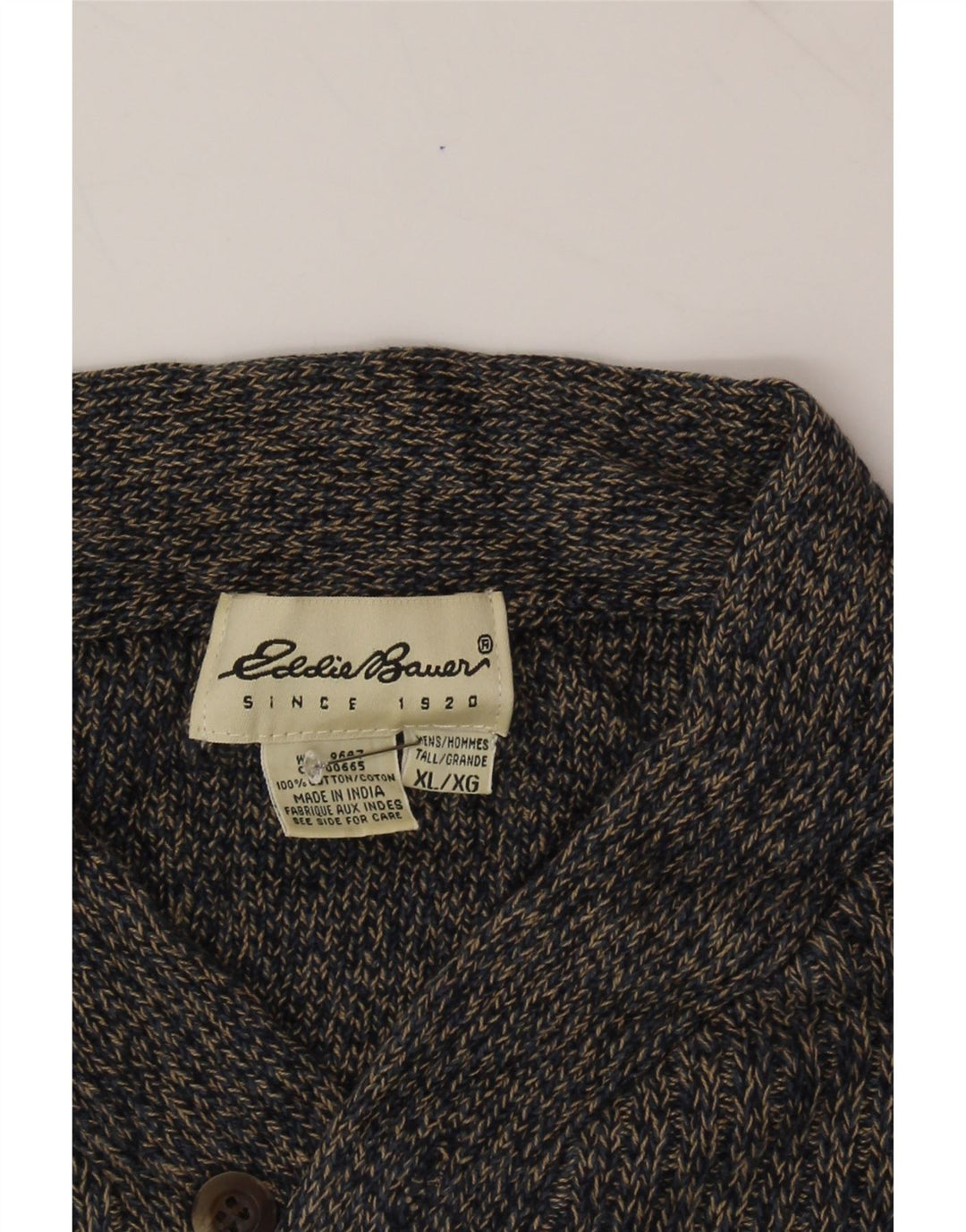 EDDIE BAUER Mens V-Neck Jumper Sweater XL Blue Flecked Cotton Vintage Eddie Bauer and Second-Hand Eddie Bauer from Messina Hembry 