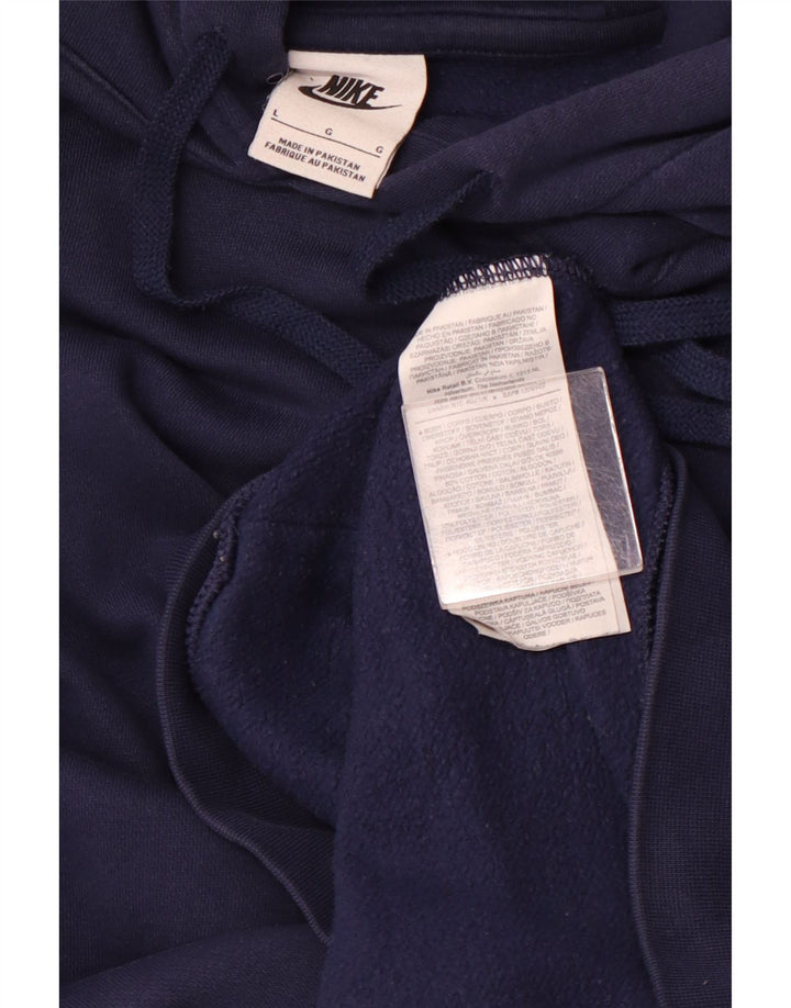 Suéter Nike masculino com capuz gráfico grande algodão azul marinho