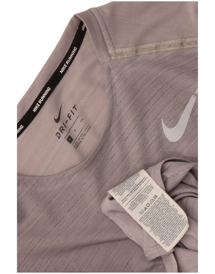 Camiseta masculina Nike Dri Fit Top pequena cinza manchada de poliéster