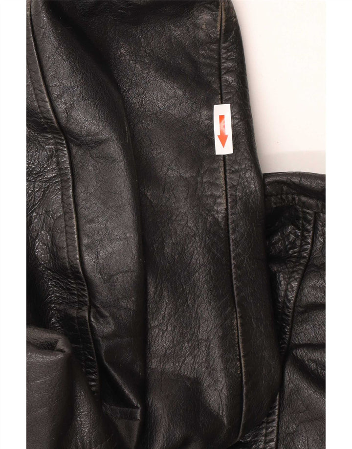 Jaqueta militar de couro masculina vintage UK 40 grande preta
