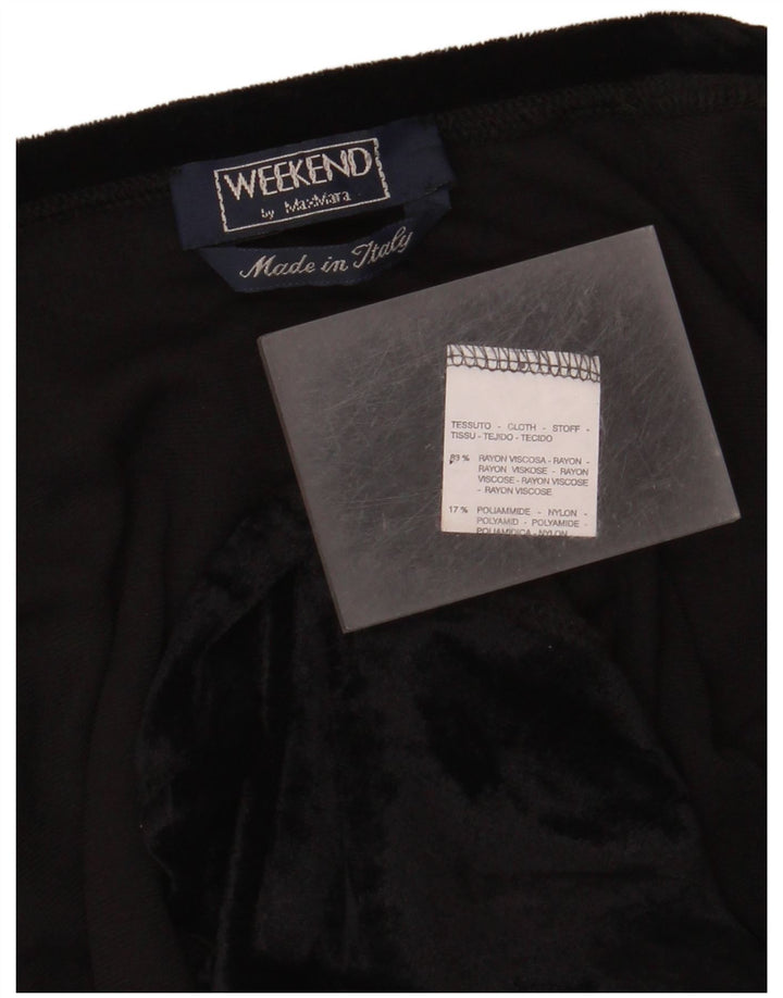 Max Mara Top feminino de veludo de fim de semana manga 3/4 Reino Unido 16 grande rayon preto