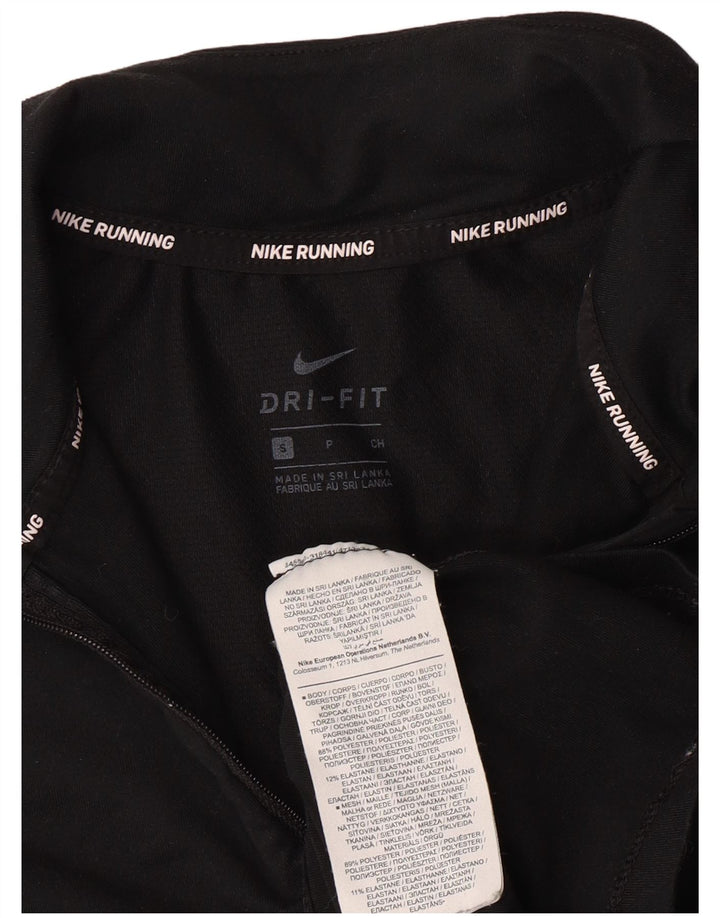 NIKE Womens Dri Fit Zip Neck Pullover Treino Top Reino Unido 10 Pequeno Preto
