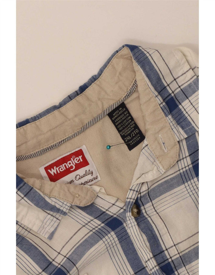 Camisa masculina Wrangler 2XL algodão xadrez branco