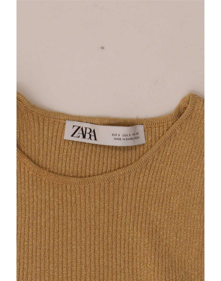 Zara Womens Crop Vest Top Reino Unido 8 Pequeno Bege