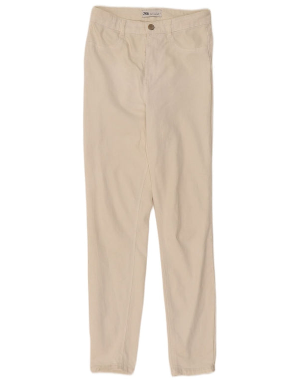 Calça jeans skinny feminina Zara EU 24 2XS W24 L29 algodão branco