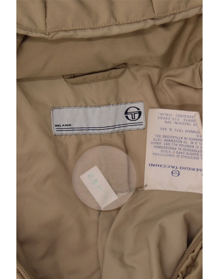 Casaco acolchoado com capuz feminino Sergio Tacchini UK 16 grande bege