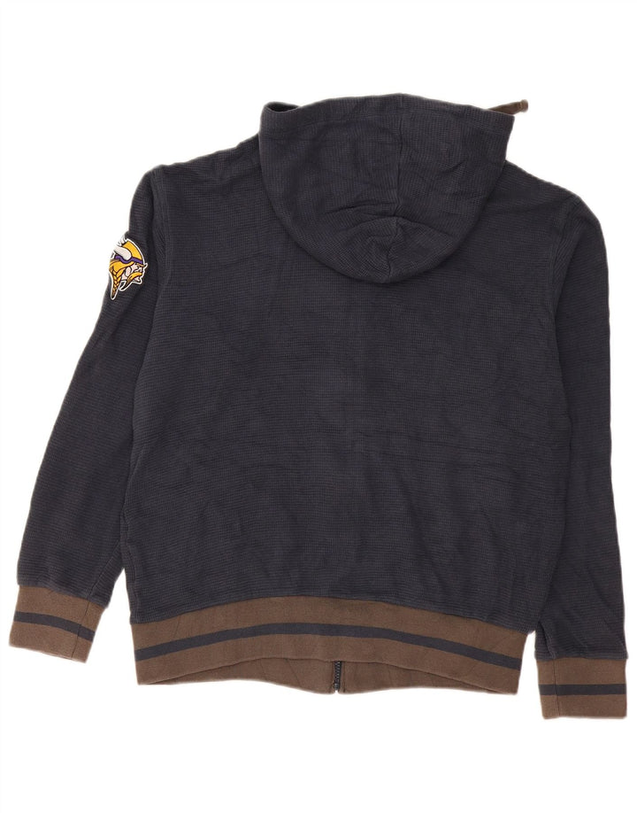 Suéter masculino NFL Vikings com capuz e zíper gráfico bloco colorido azul marinho médio