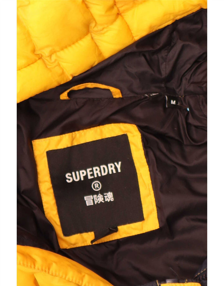 Jaqueta acolchoada com capuz masculina Superdry UK 38 colorblock amarelo médio
