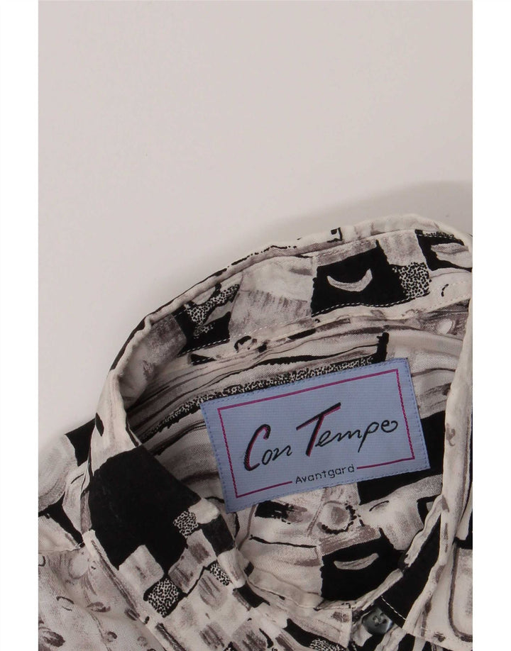 Camisa masculina vintage de manga curta XL cinza geométrica