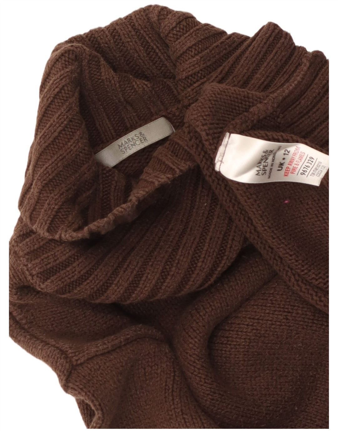 Suéter feminino Marks & Spencer com gola redonda e gola redonda Reino Unido 12 marrom médio