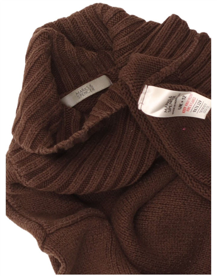Suéter feminino Marks & Spencer com gola redonda e gola redonda Reino Unido 12 marrom médio