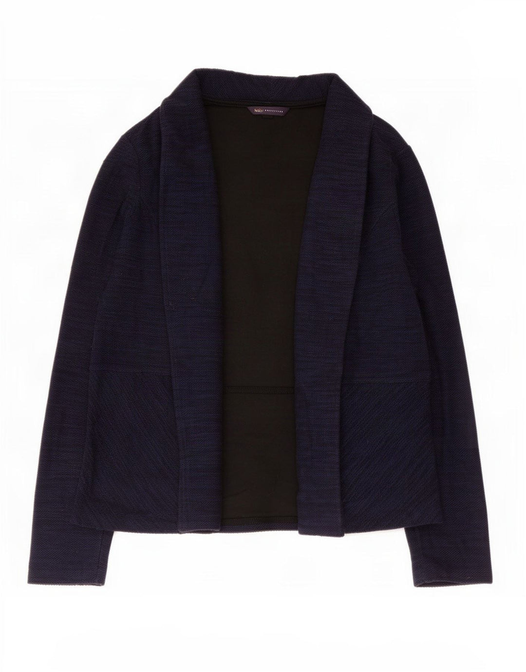 Jaqueta blazer aberta feminina Marks & Spencer Reino Unido 14 grande algodão azul marinho
