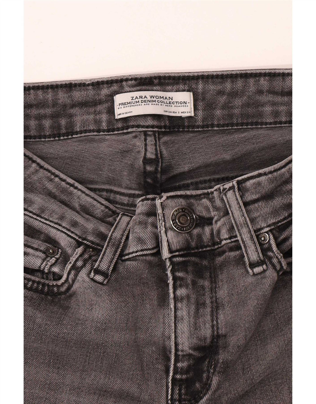 Zara Jeans feminino queimado EU 34 2XS W24 L33 cinza