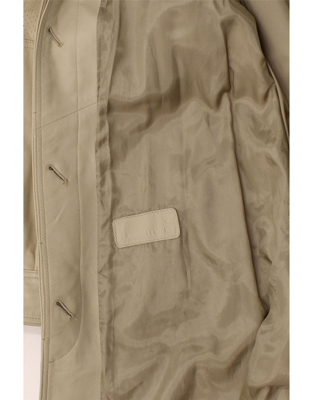 Casaco de couro feminino VINTAGE UK 18 XL bege