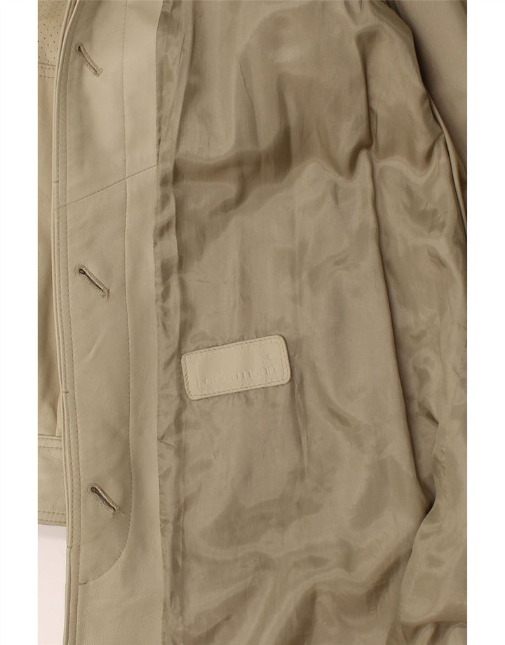 Casaco de couro feminino VINTAGE UK 18 XL bege