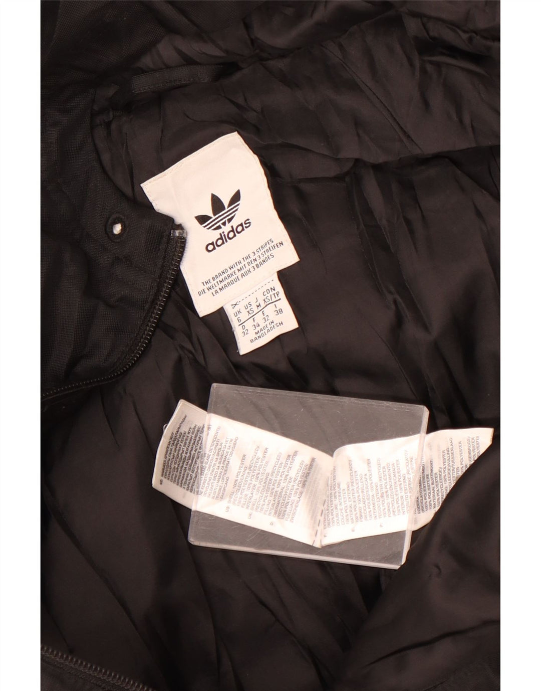 Casaco acolchoado com capuz feminino Adidas UK 6 XS preto poliéster