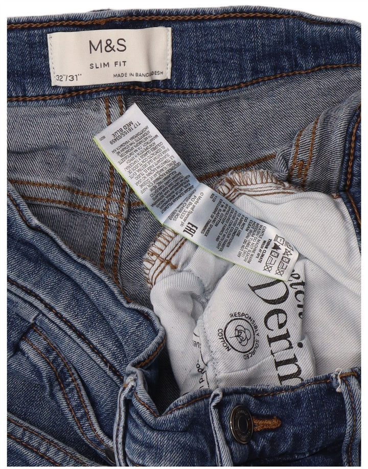 Jeans slim masculino MARKS & SPENCER W32 L29 azul algodão clássico