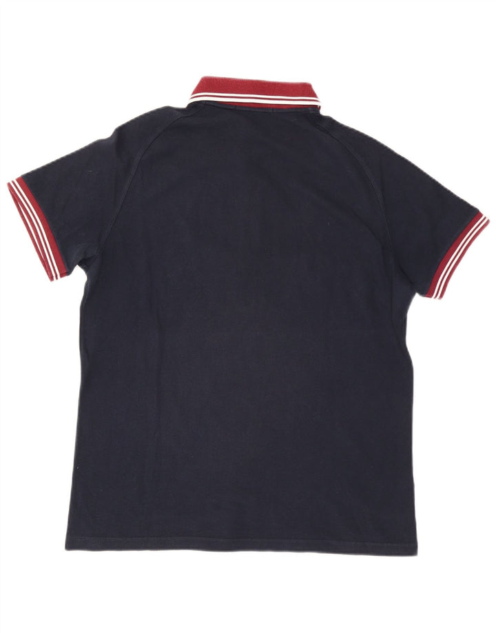 Camisa polo masculina de rugby Fred Perry grande algodão azul marinho