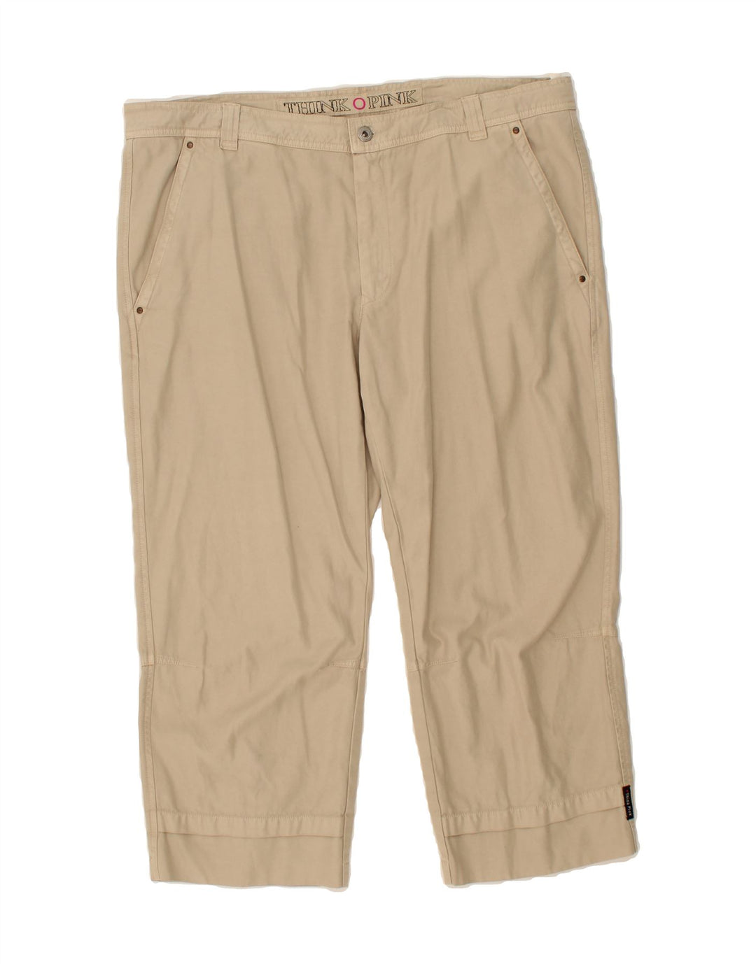 THINK PINK Mens Straight Capri Trousers W40 L24 Beige Cotton Vintage Think Pink and Second-Hand Think Pink from Messina Hembry 