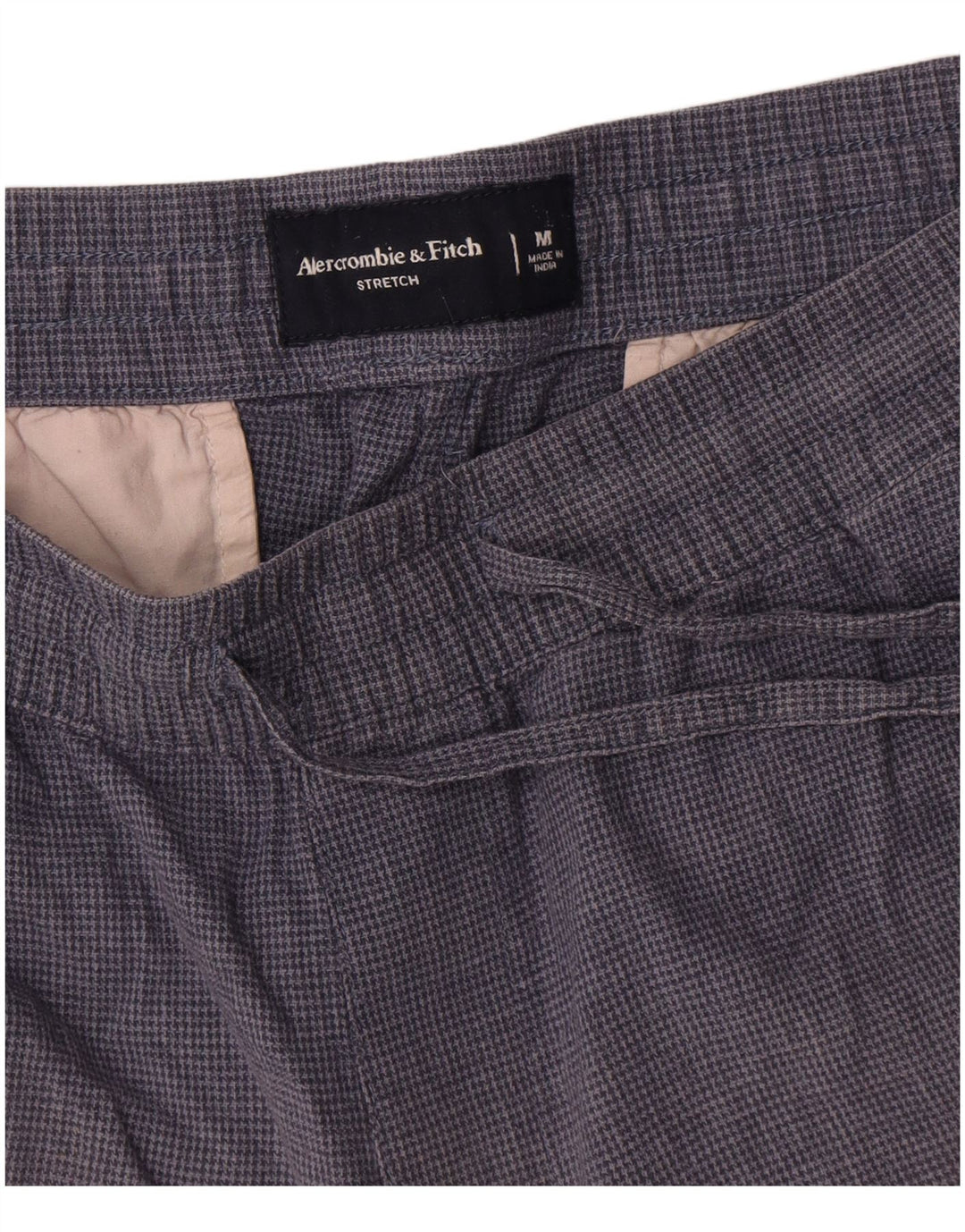 Shorts Chino feminino Abercrombie & Fitch médio W32 azul marinho Houndstooth