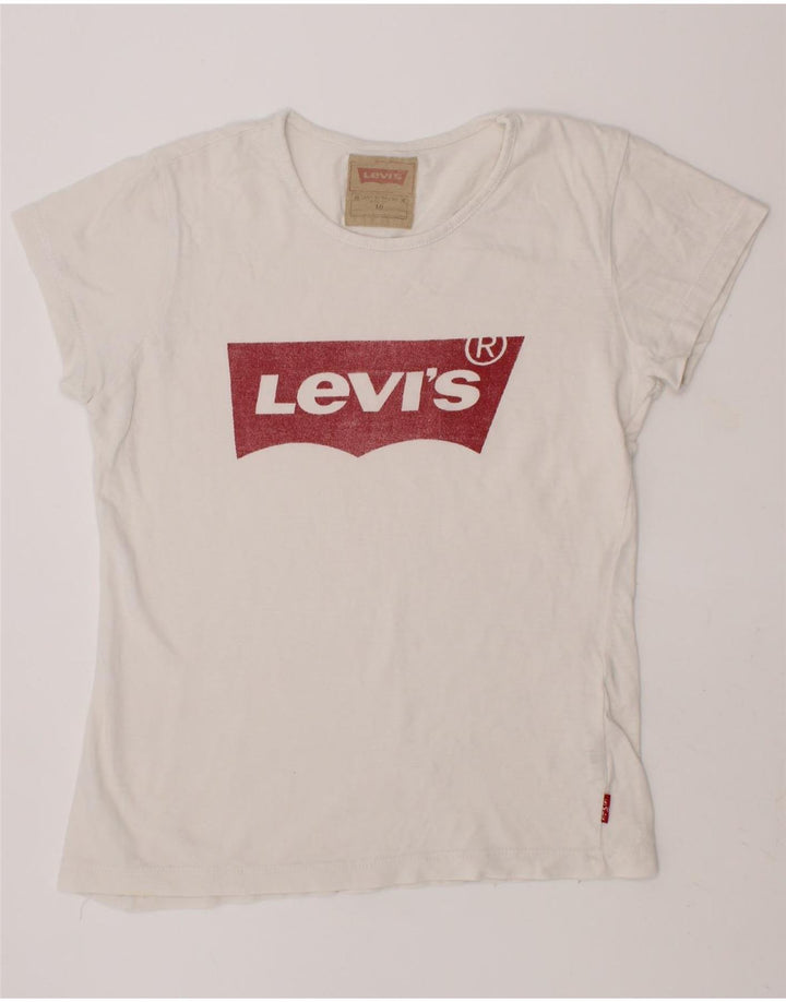 LEVI'S Girls Graphic T-Shirt Top 9-10 Years White Cotton Vintage Levi's and Second-Hand Levi's from Messina Hembry 
