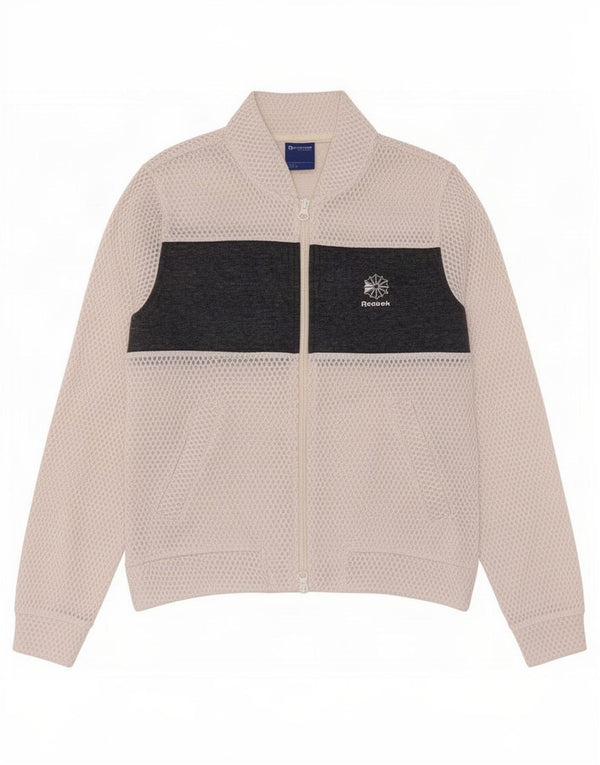 Reebok Womens Tracksuit Top Jacket UK 4/6 XS Branco Colourblock Poliéster