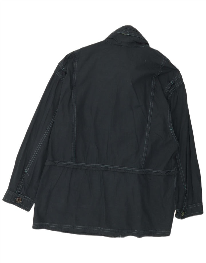 Jaqueta utilitária masculina com capuz JAMES DILLON Reino Unido 40 grande algodão azul marinho