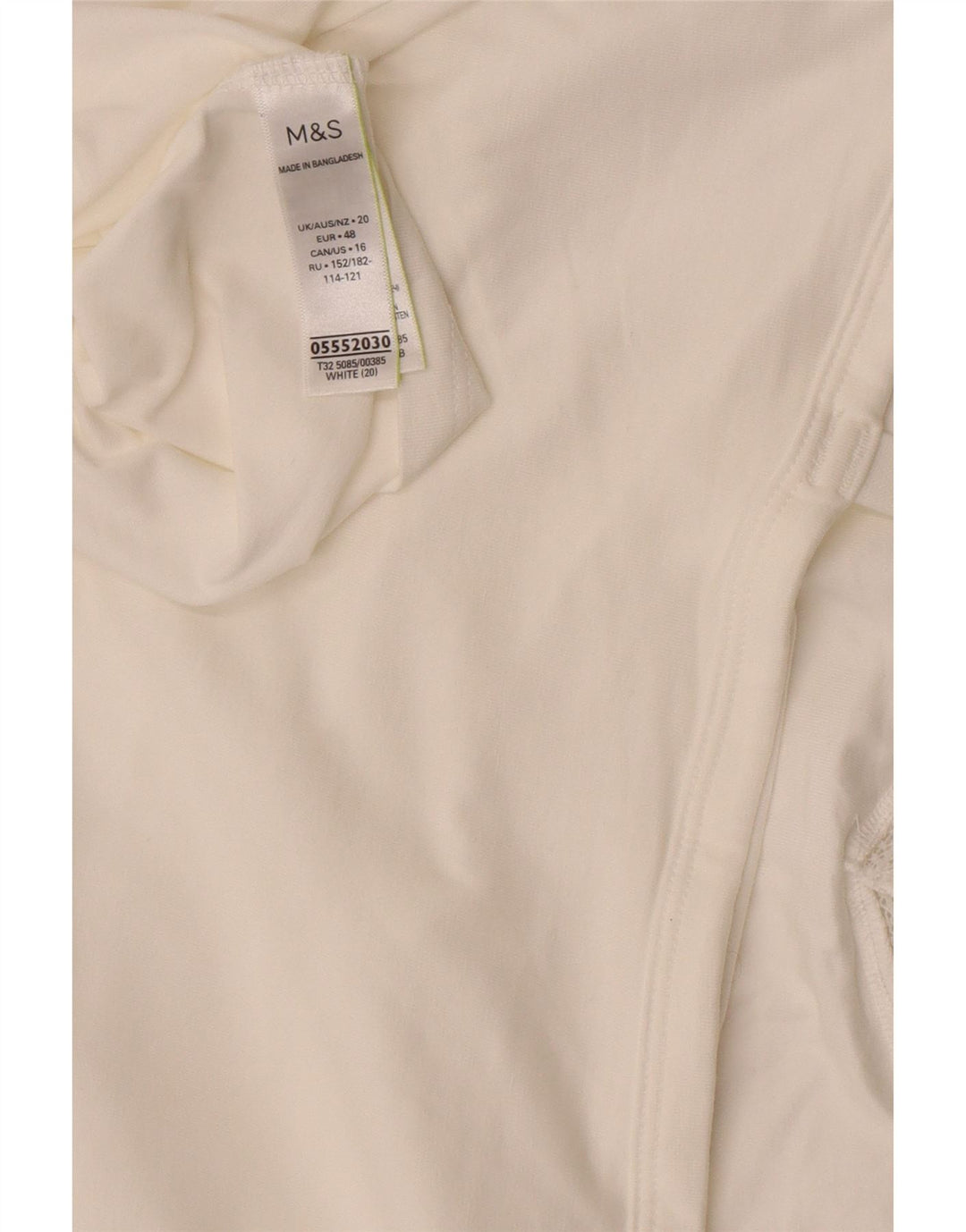 Top feminino Marks & Spencer Crop Cami UK 20 2XL algodão branco