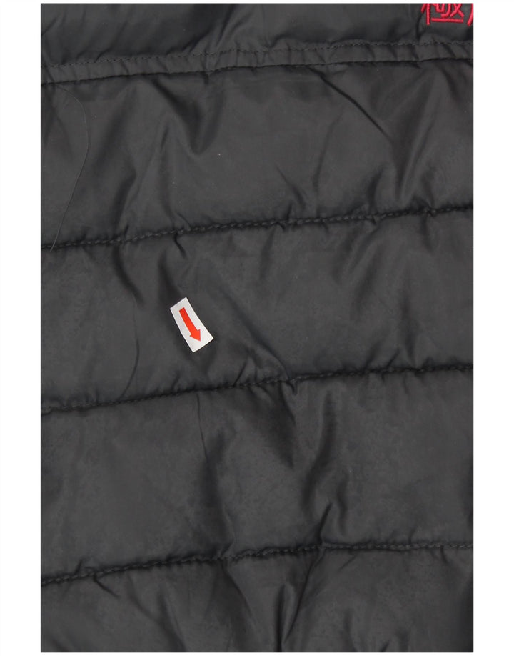 Colete acolchoado com capuz feminino SUPERDRY UK 14 poliéster cinza médio