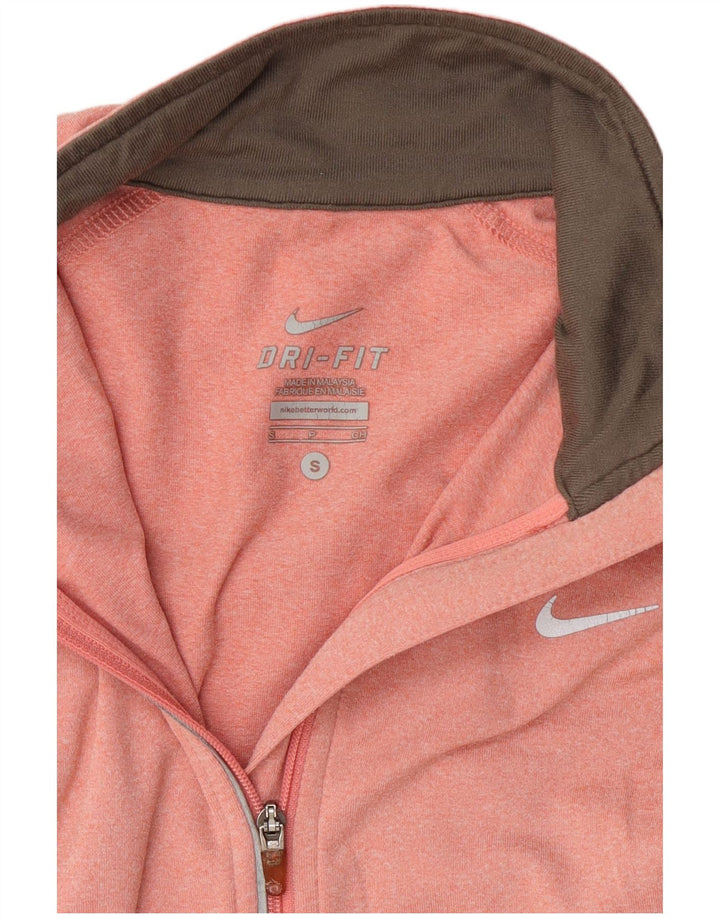 Nike Womens Dri Fit Zip Neck Pullover Treino Top Reino Unido 10 Pequeno Rosa