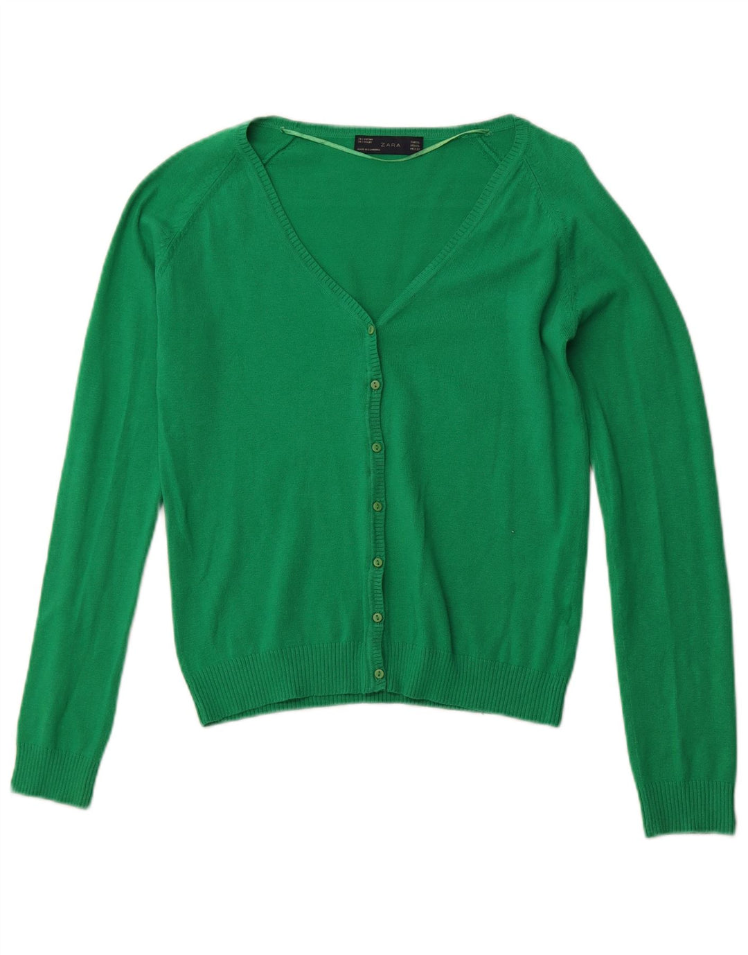 Suéter cardigã feminino ZARA Reino Unido 18 XL algodão verde