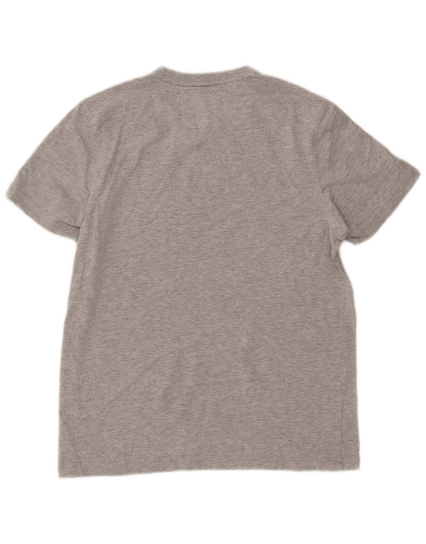 Camiseta masculina Crew Clothing Top pequeno algodão manchado cinza