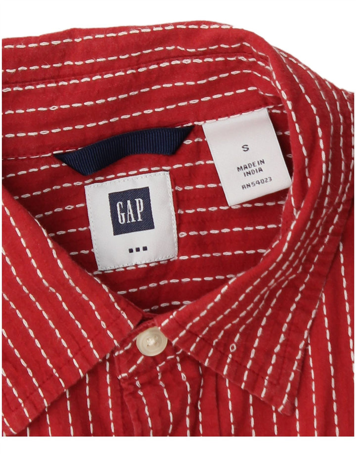 Camisa masculina de manga curta Gap pequena listrada vermelha de algodão