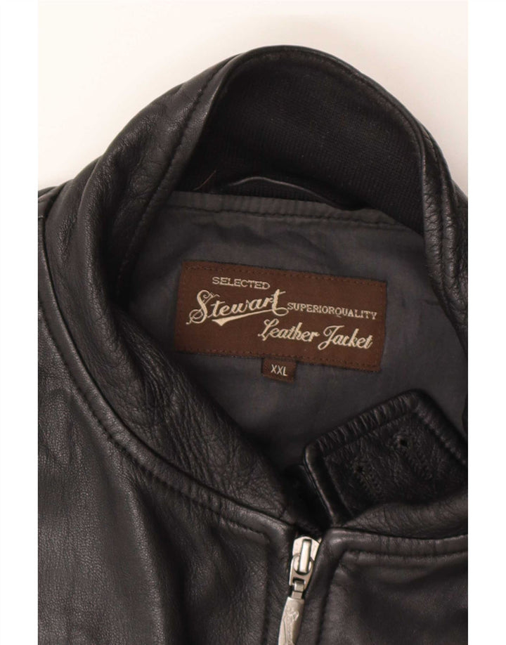Jaqueta feminina de couro bomber Stewart UK 20 2XL motociclista de couro preto