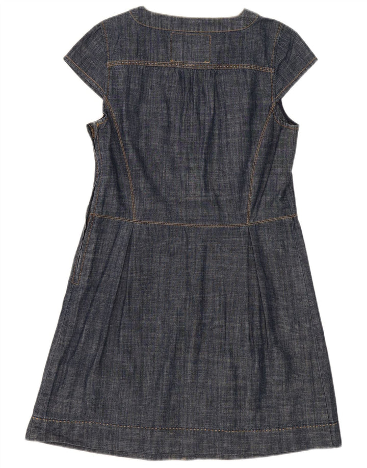 Próximo Vestido feminino evasê UK 14 médio algodão azul marinho