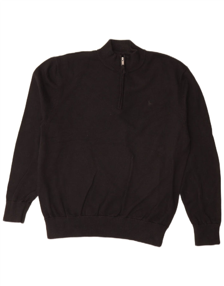 Suéter masculino Jack Wills com zíper e gola XL de algodão preto