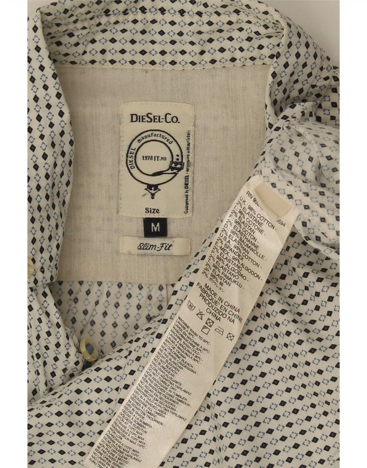 Camisa masculina Diesel Slim Fit média branca Argyle/algodão diamante