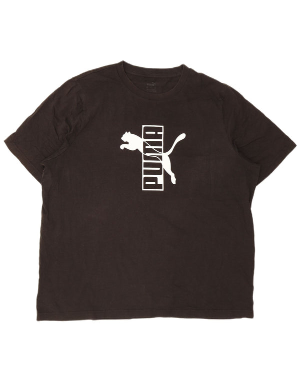 Puma Mens Graphic T-Shirt Top 2XL Algodão Preto