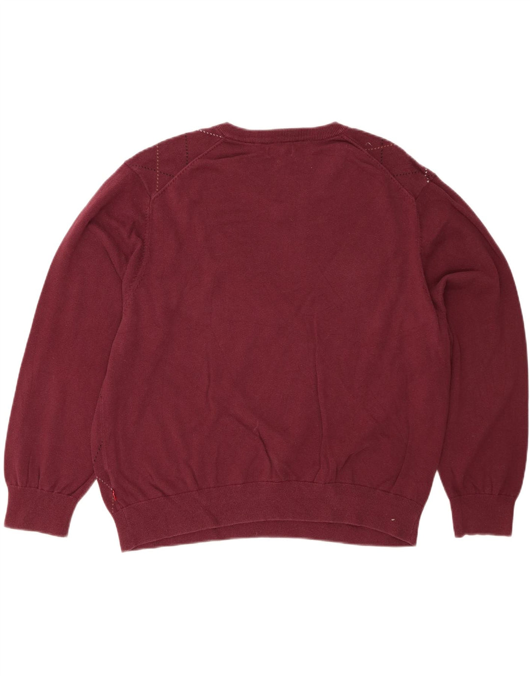 IZOD Mens V-Neck Jumper Sweater 2XL Burgundy Argyle/Diamond Cotton Vintage Izod and Second-Hand Izod from Messina Hembry 