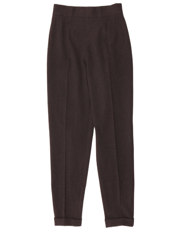 Calça feminina Sportmax cintura alta cônica Reino Unido 12 médio W26 L30 cinza