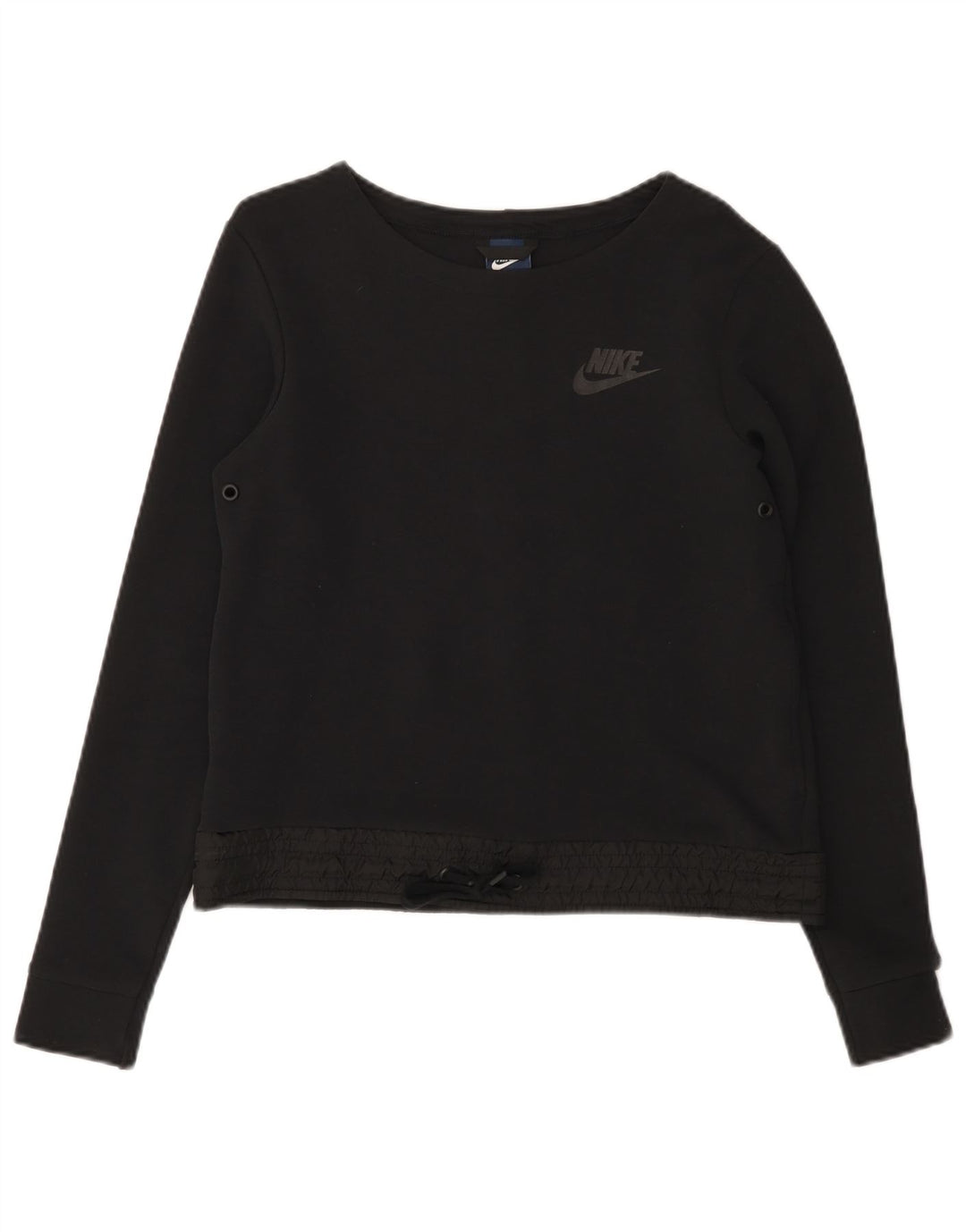 Nike Womens Crop Sweatshirt Jumper UK 10 Pequeno Algodão Preto