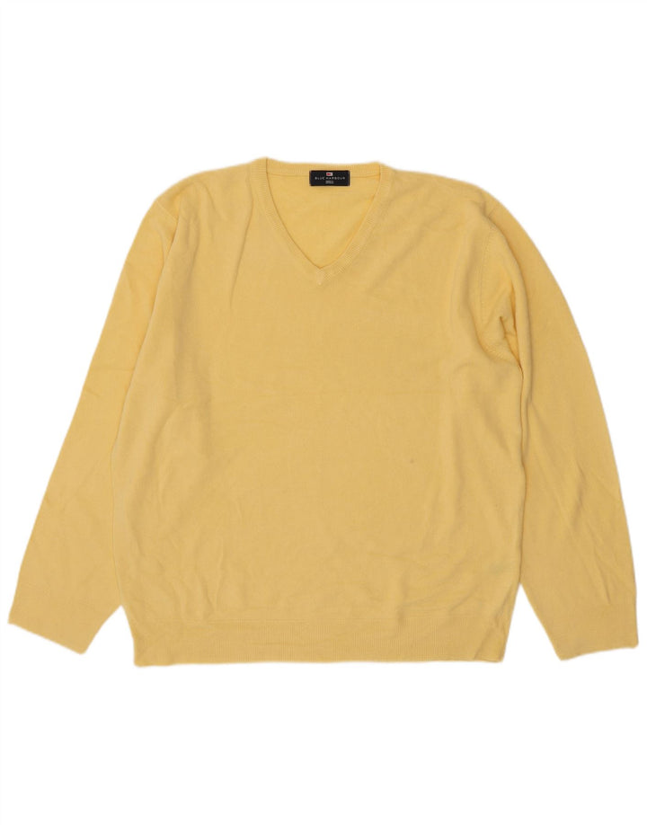 Suéter masculino MARKS & SPENCER Blue Harbor com decote em V XL amarelo acrílico