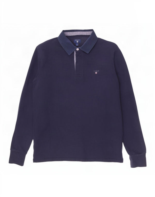 Camisa polo masculina de manga comprida Gant grande algodão azul marinho