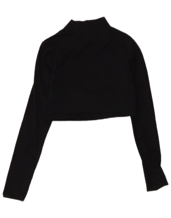 Fila Womens Crop Graphic Top Manga Longa Reino Unido 8 Pequeno Algodão Preto