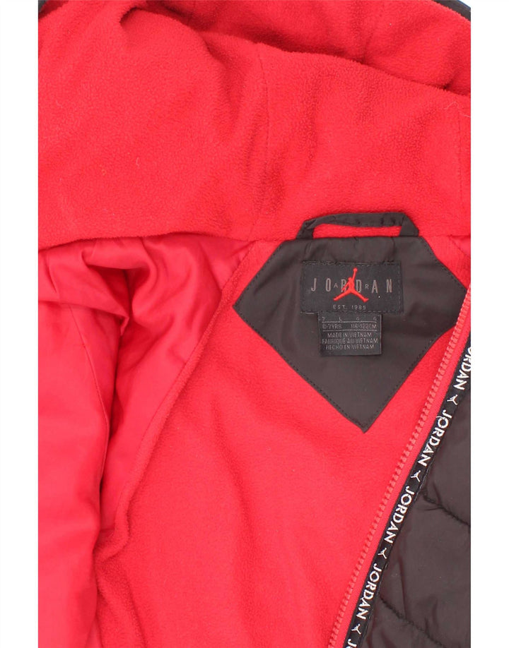 Jaqueta acolchoada com capuz gráfico Jordan Boys 6-7 anos grande bloco colorido preto