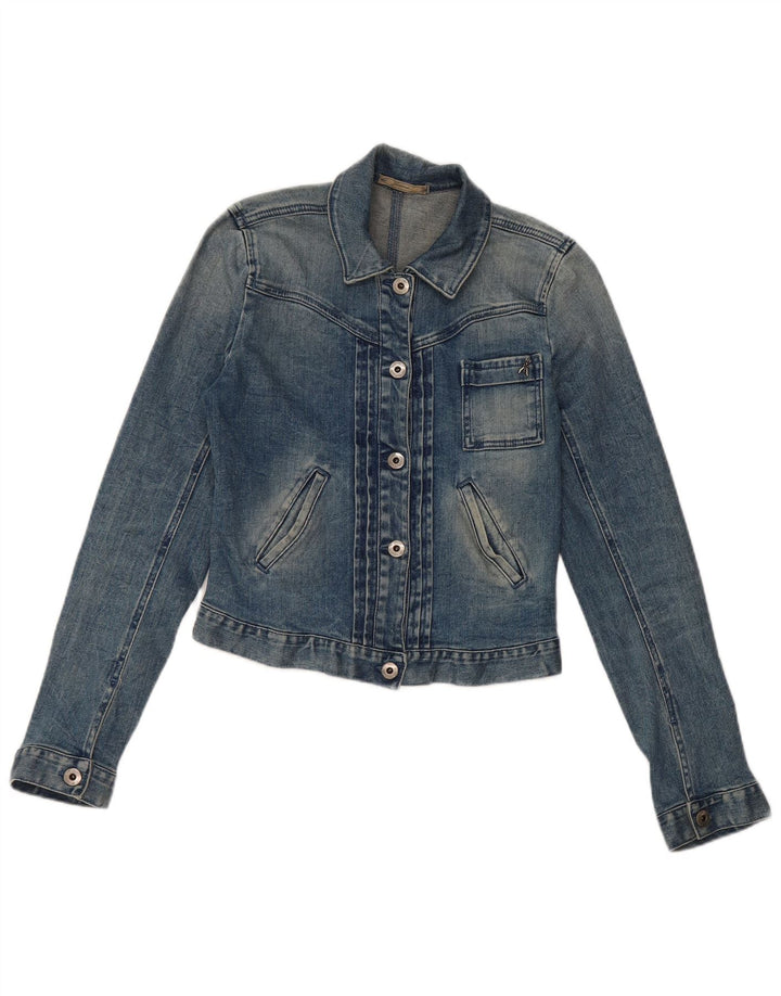 Jaqueta jeans feminina vintage IT 40 algodão azul pequeno