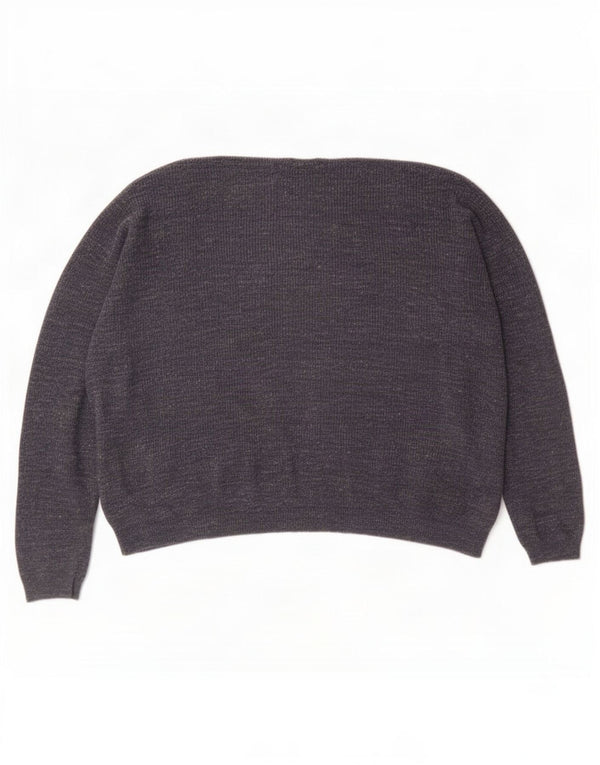 Suéter cardigã feminino grande Marks & Spencer UK 18 XL azul manchado